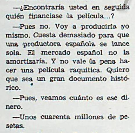 Extracto de la entrevista realizada por Miguel Veyrat a Mel Ferrer para Blanco y Negro publicada el 8 de agosto de 1964