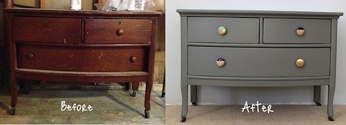 Hand Painted Antique Dresser Before and After