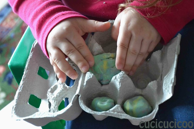 handmade play doh in egg cartons