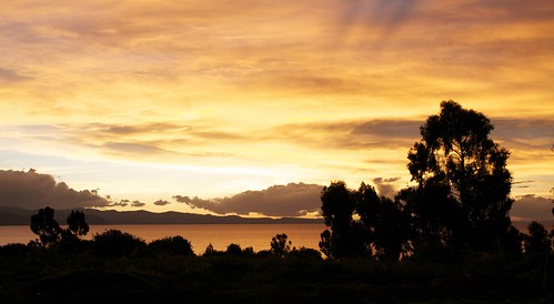sunset laketiticaca day cloudy bolivia copacabana