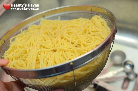 Recipe Pinoy Spaghetti Noodles Drain