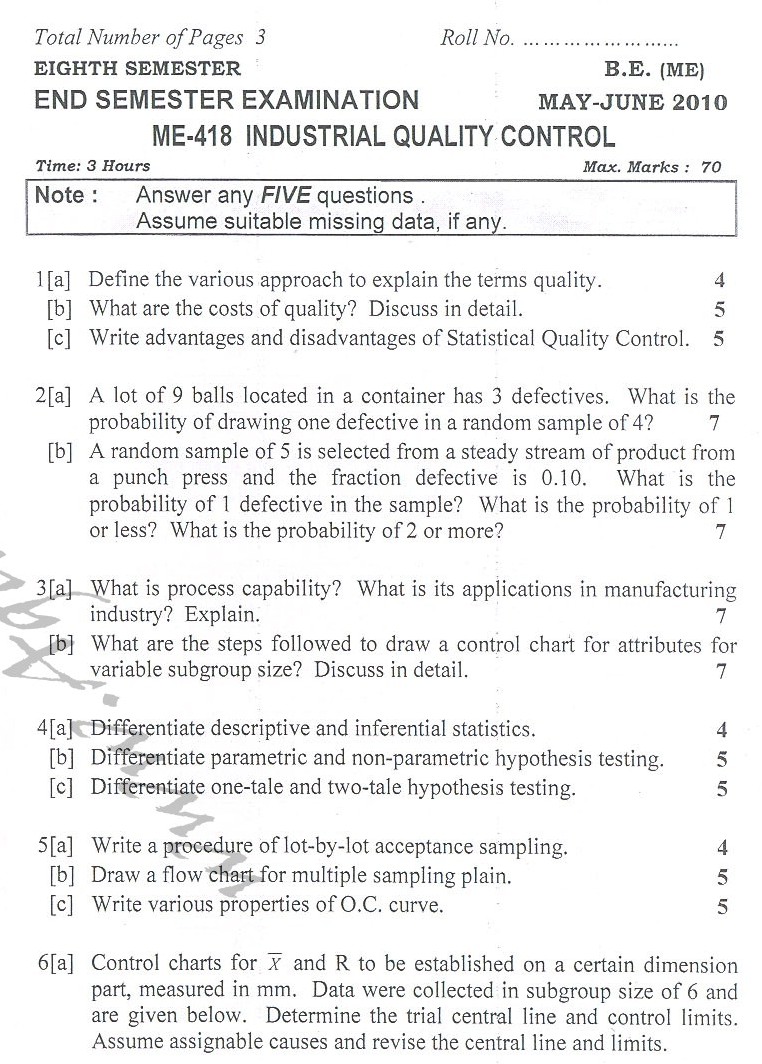 DTU Question Papers 2010 – 8 Semester - End Sem - ME-418