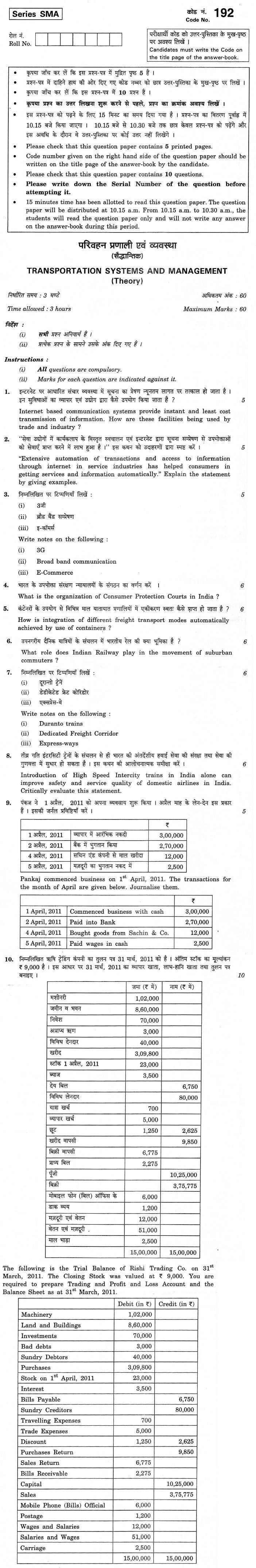 CBSE Class XII Previous Year Question Paper 2012 Systems and Management