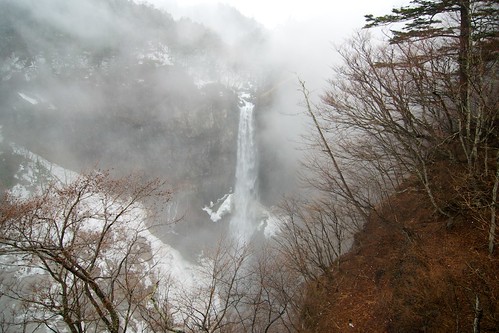 winter cliff mist mountain snow tree japan forest tokyo waterfall dusk nikko vapour