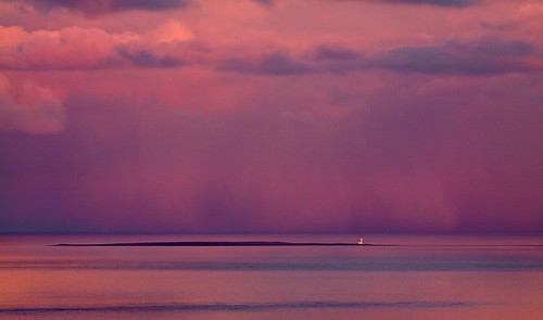 winter sunset sea lighthouse seascape clouds island orkney purple small dramatic atmosphere remote isle auskerry