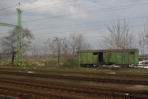 Abandoned wagon beside the yard at Lőkösháza, Hungary