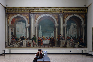 View of Paolo Veronese, Feast in the House of Levi with viewers