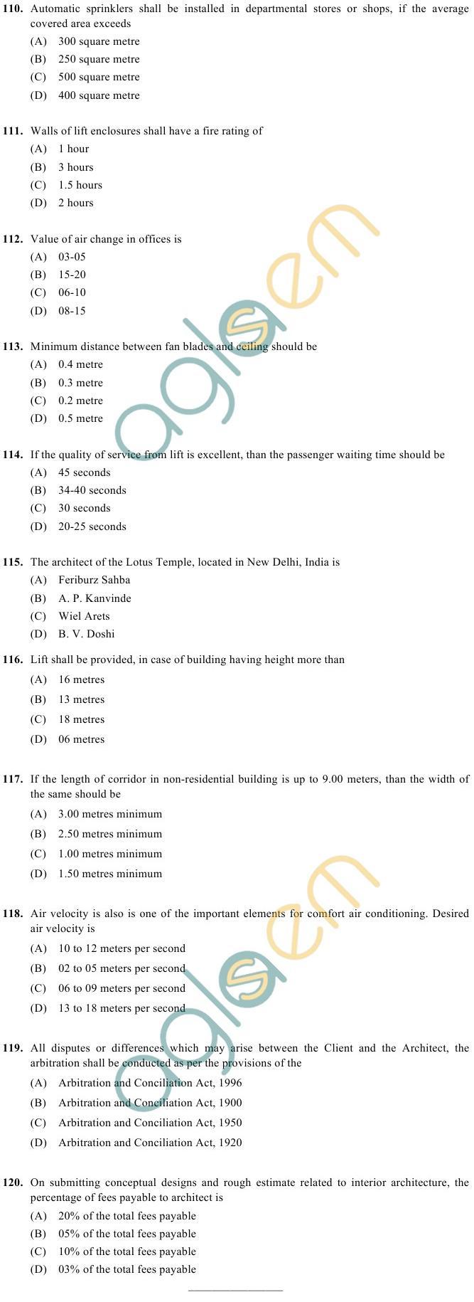 OJEE 2013 Question Paper for PGAT Architecture