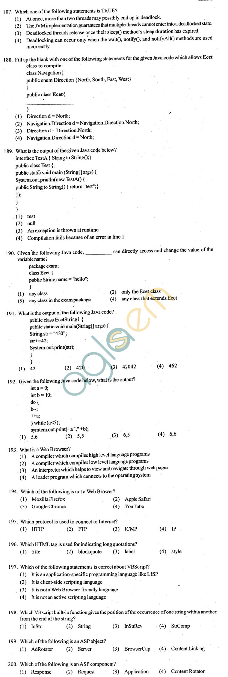 ECET 2012 Question Paper with Answers - Computer Science and Engineering