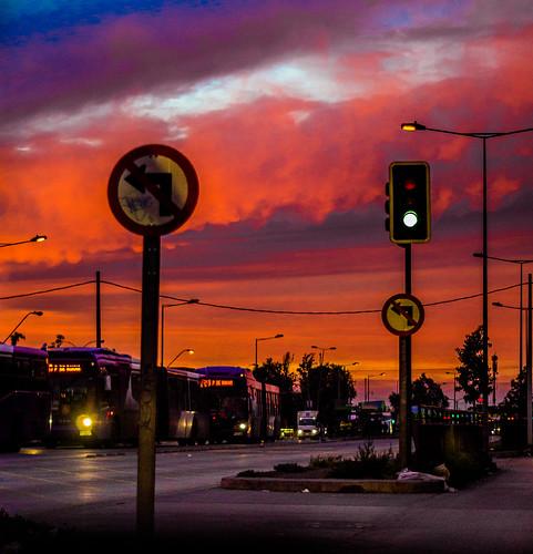 street city sunset red cloud clouds lights traffic