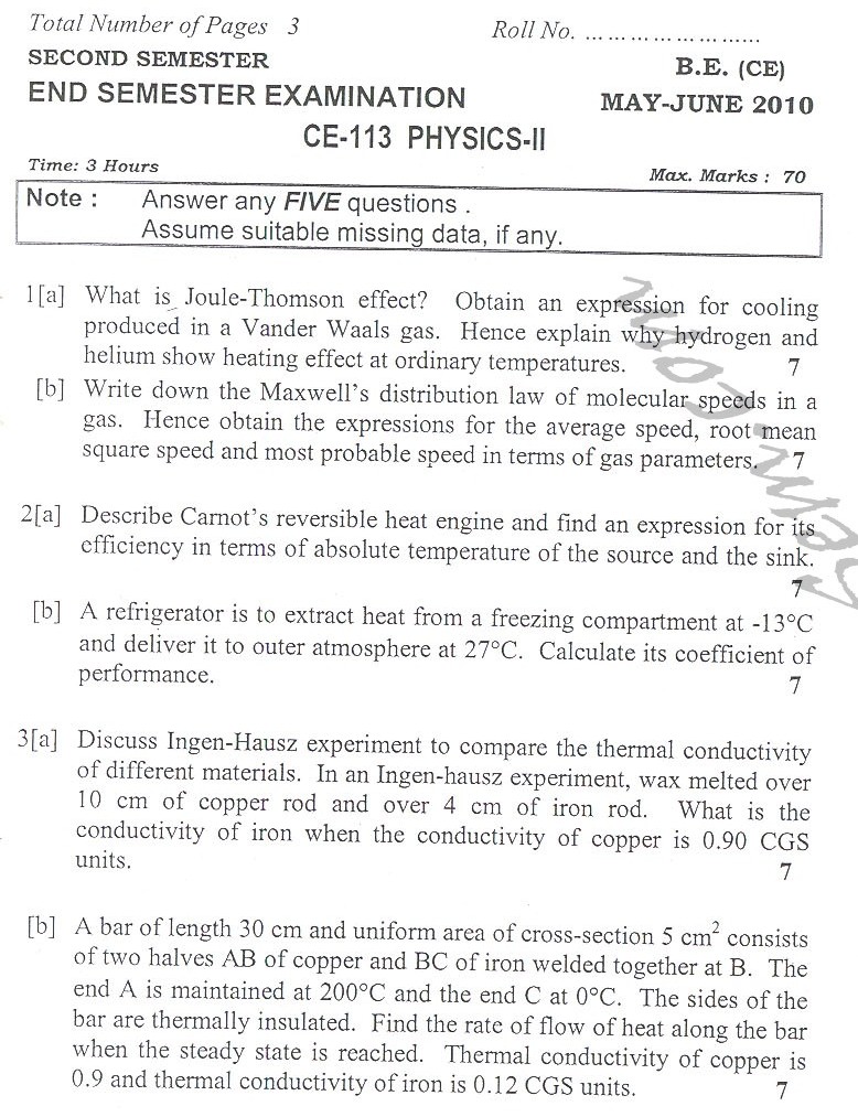DTU Question Papers 2010 – 2 Semester - End Sem - CE-113
