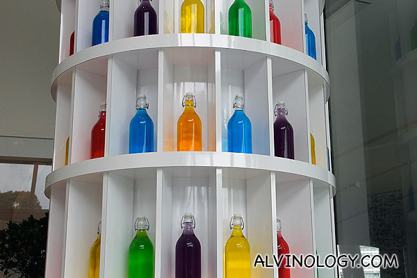 Colourful alkaline water on display 
