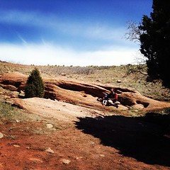 Father-son picnic at Red Rocks.