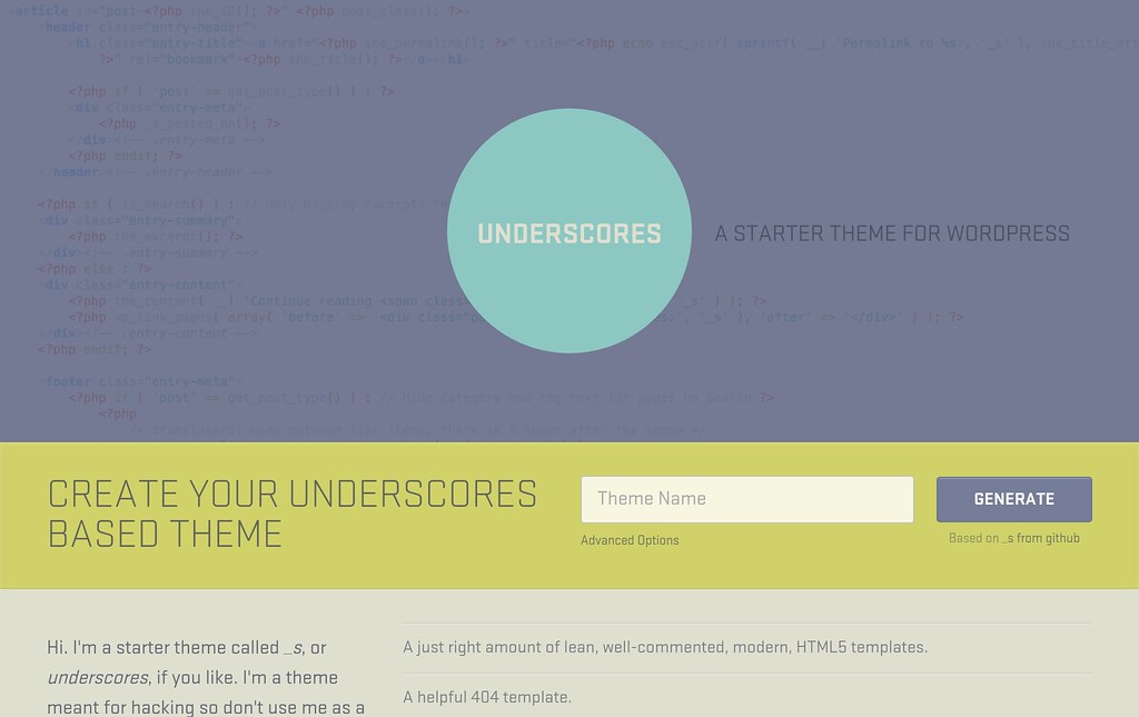 WP underscore theme website