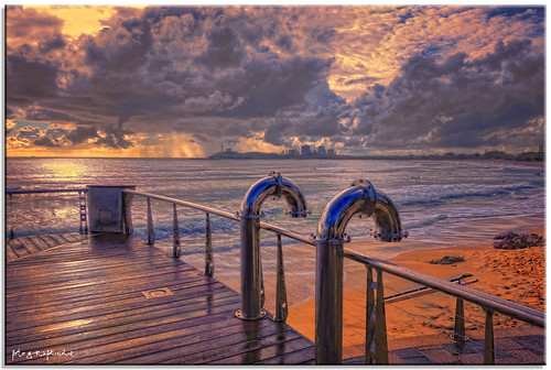 sky beach sunrise reflections sand waves terrace sony pipes platform mooloolaba rx100 fotografdude