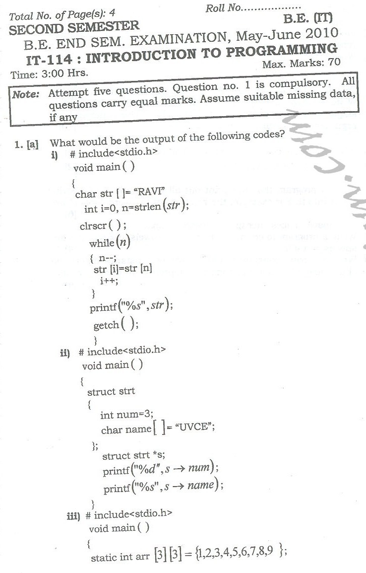 DTU Question Papers 2010  2 Semester - End Sem - IT-114