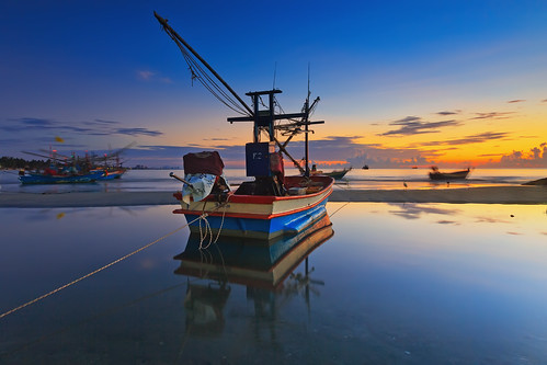 travel sea sky seascape beach sunrise landscape thailand boat fishing thai fishingboats huahin