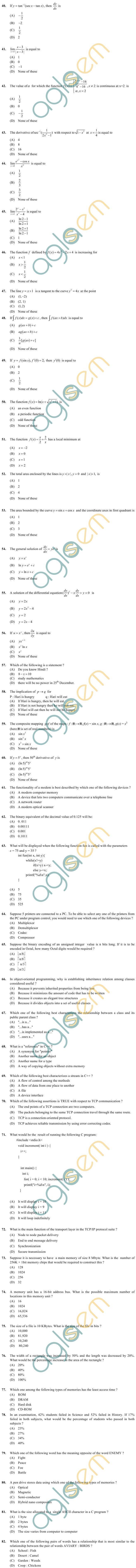 OJEE 2013 Question Paper for LE MCA