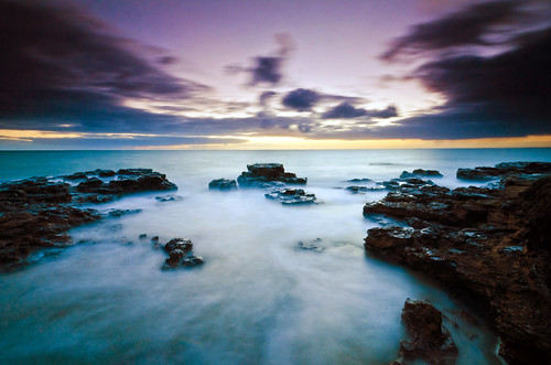 sunset seascape rocks melbourne blackrock portphillipbay