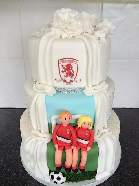 Football Theme Wedding Cake by Clare Hayward of Clare's Cakery