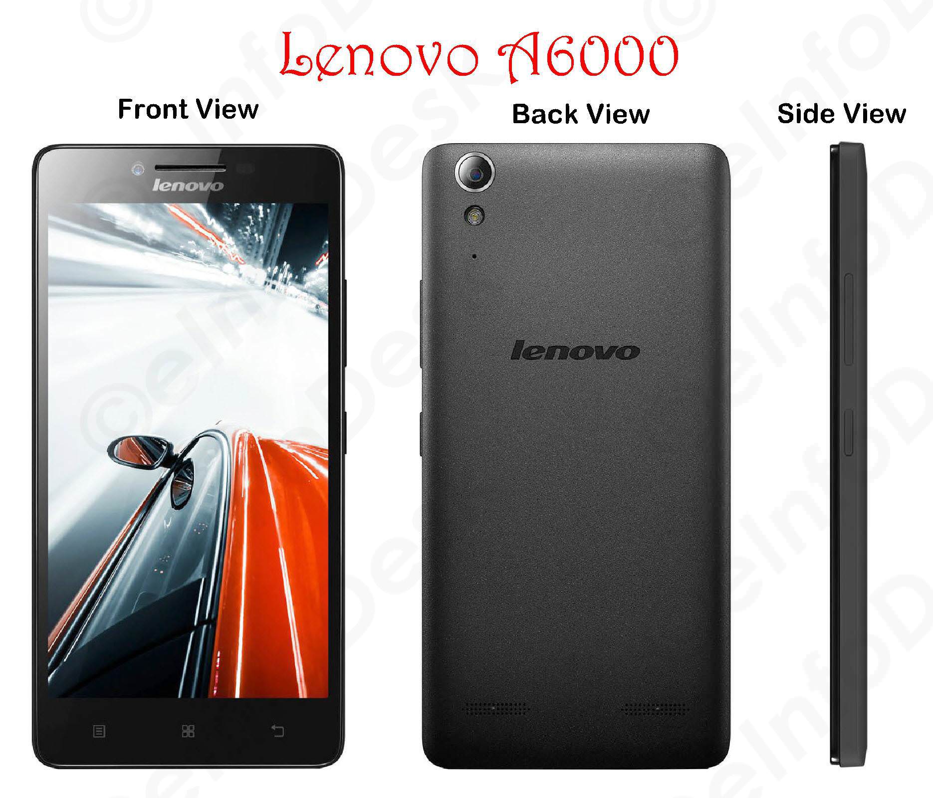 lenovo a6000 front back and side view