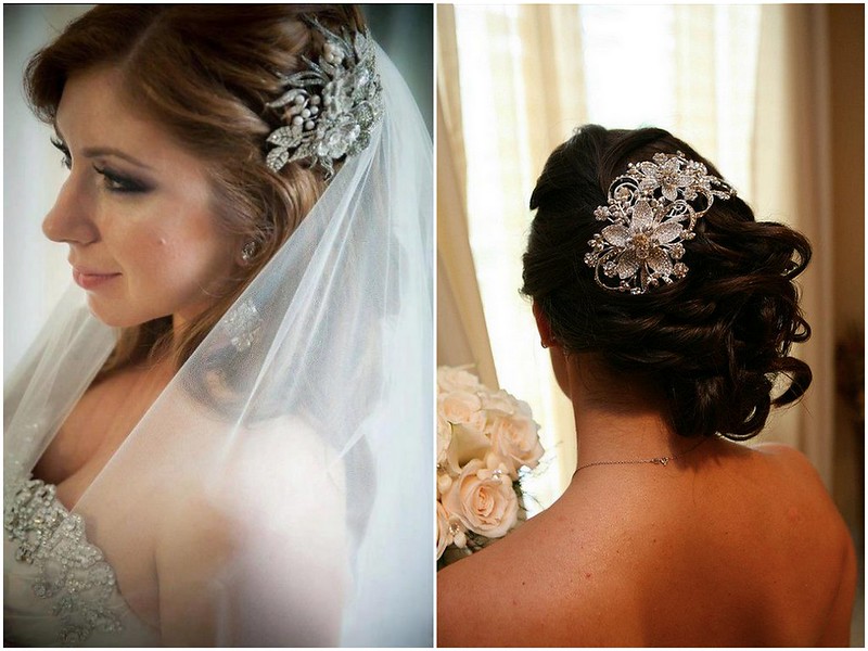 Bridal Styles brides wearing crystal combs