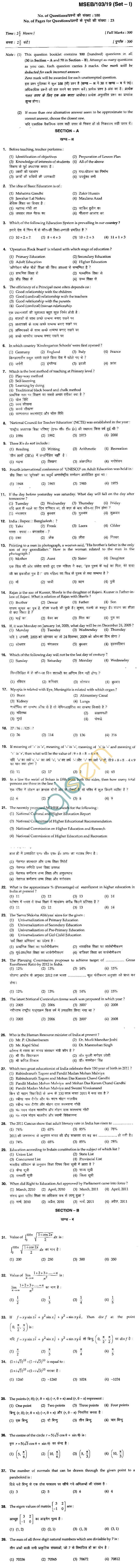 BHU UET 2011 B.Ed Physical Science Question Paper