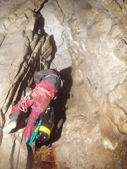 Helen abseiling down the second pitch of Flood Entrance Pot Image