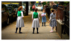 Orthodox Jewish girls playing in the street – Williamsburg – Brooklyn – NYC.