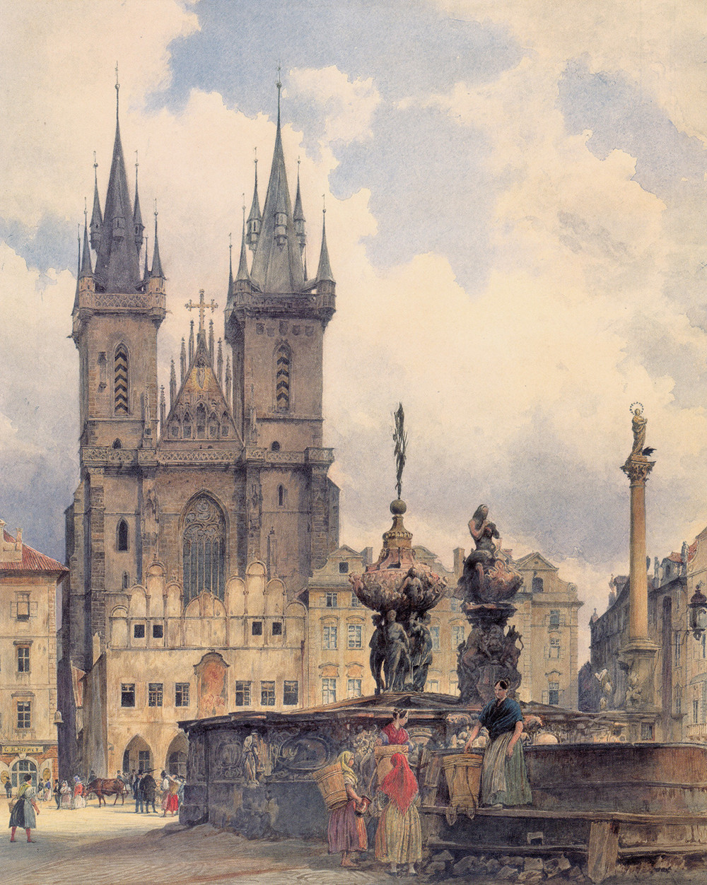 The Tyn Church in Prague by Rudolf von Alt, 1843