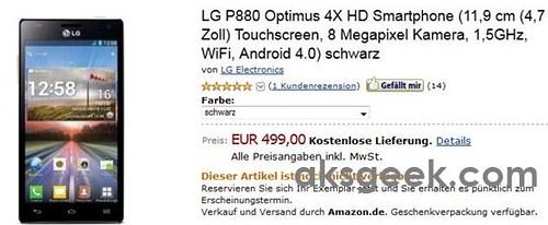 LG Optimus 4x HD blackpricing
