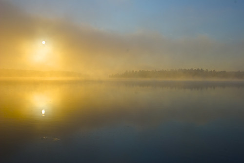 sun mist lake reflection fog wisconsin sunrise reflections chain rise fourth fifth rhinelander moens fourthlake fifthlake