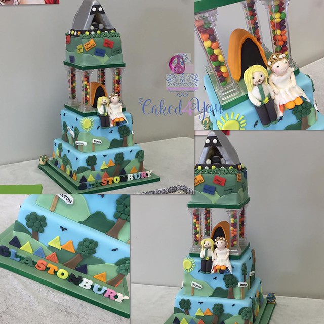 Glastonbury Festival Themed Wedding Cake by Clare Blinman of Caked4You
