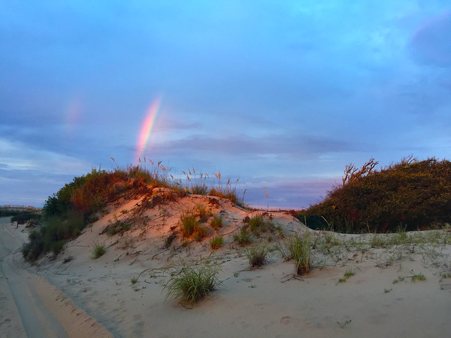 Rainbow and sand dunes at False Cape State Park, Va
