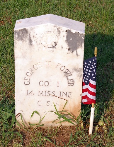 cemeteries usa oklahoma civilwar photographs northamerica americanflags gravestones confederacy americanhistory waymarks 14thmississippiinfantry mississippiinfantry georgetfowler