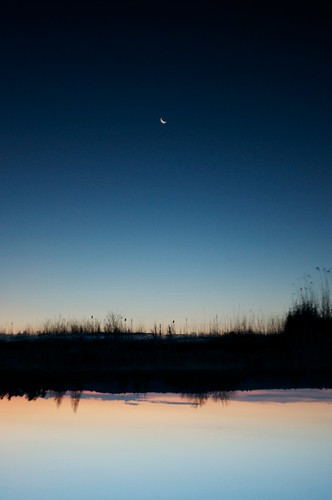 sunset moon lake reflection beautiful indigo