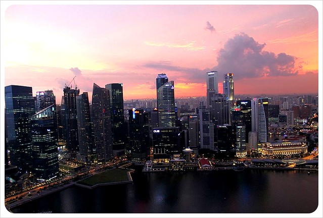 singapore sunset from top of marina bay sands