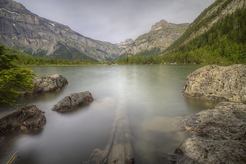 wood mountain lake alps nature water rock montagne alpes canon landscape photography eos schweiz switzerland photo eau long exposure day suisse cloudy pierre swiss lac sigma wideangle 7d hood 1020mm paysage hdr rocher bois hoya nd400 photomatix derborence philippesaire