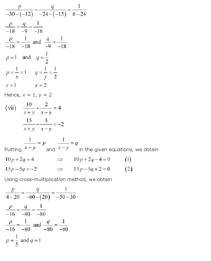 NCERT Solutions for Class 10 Maths Chapter 3 – Pair of Linear Equations in Two Variables