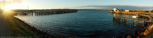 sunset newzealand panorama harbor pier otago oamaru hugin