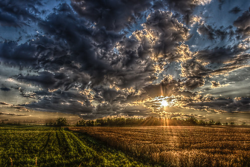 sunset storm field wisconsin clouds unitedstates wheat hdr greenleaf