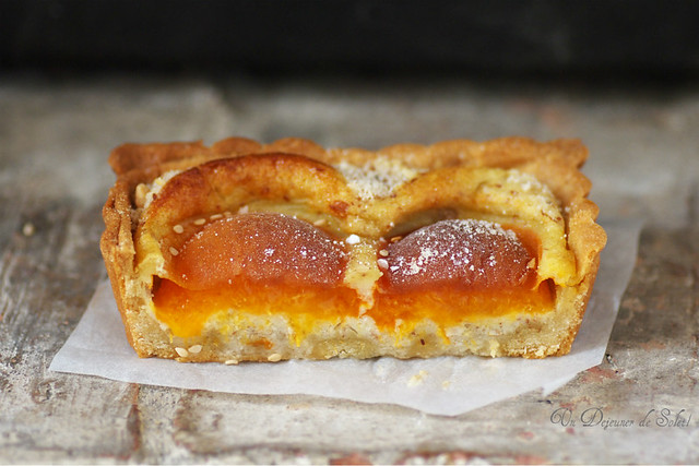 A piece of apricots tart