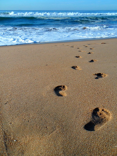 beach sand footsteps