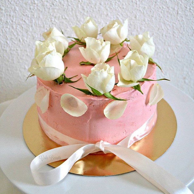 Layer Cake Decorating of Romantic Rose § inside Vanilla or Raspberry by Cake Beauty