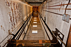 Elevator shaft. Abandoned Barber-Colman factory in Rockford, IL