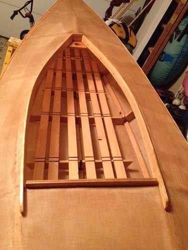 brian's kayak, nearly finished. he even added a fishing rod holder up front. kinda looks like a mast partner.