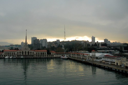 port sunrise dawn dock nikon day cloudy russia terminal d200 blacksea sochi 2010cruise