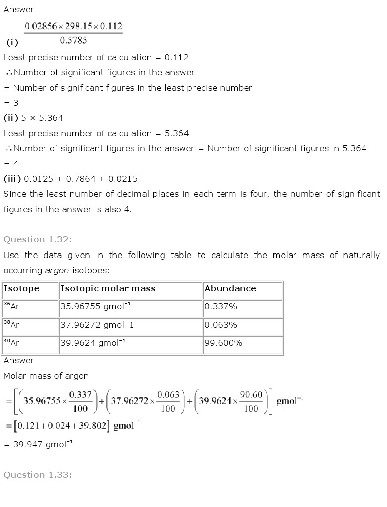 NCERT Solutions for Class 11 Chemistry Chapter 1 - Some basic Concepts of Chemistry
