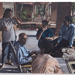 Porch with Family Group; acrylic on paper, 22 x 30 in, no date (circa 1993-94)