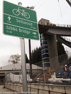 Gibbs Bridge sign on Moody cycle track